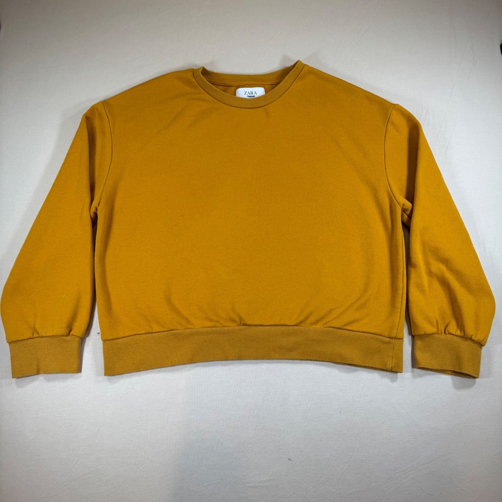 Zara Trafaluc Womens Mustard Yellow Crew Neck Long Sleeve Sweatshirt Size Small
